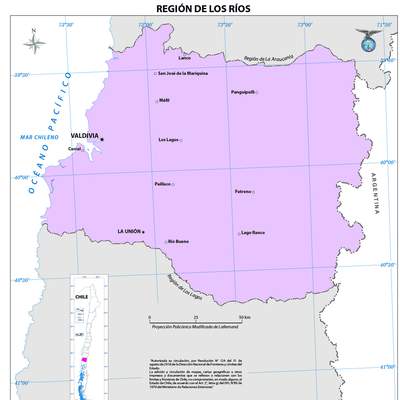 Mapa región de los Ríos (color)