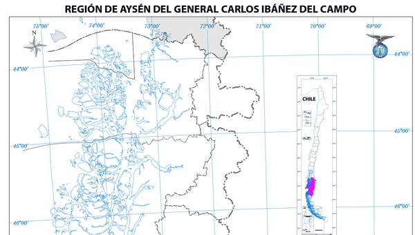 Mapa región de Aysén del General Carlos Ibáñez del Campo (mudo)