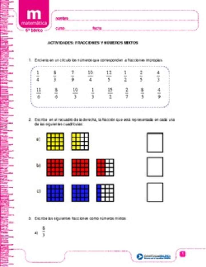Fracciones y números mixtos