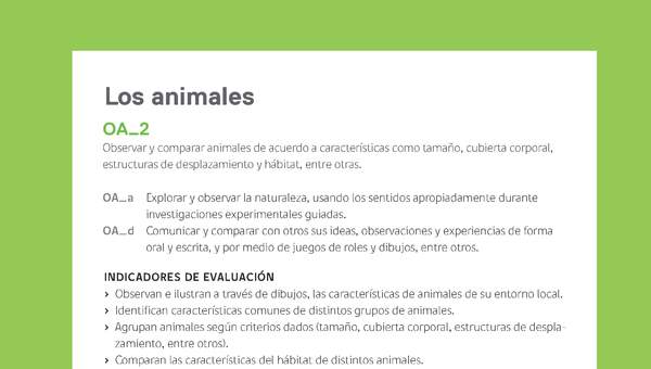 Ejemplo Evaluación Programas - OA02 - Los animales