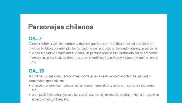 Ejemplo Evaluación Programas - OA07 -OA13 - Personajes chilenos