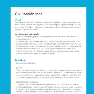 Ejemplo Evaluación Programas - OA03 - Civilización inca