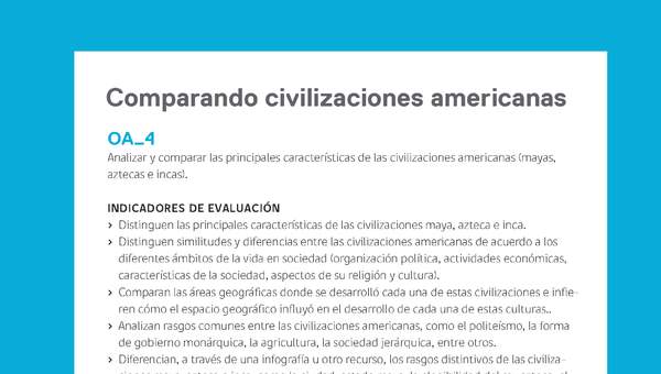 Ejemplo Evaluación Programas - OA04 - Comparando civilizaciones americanas