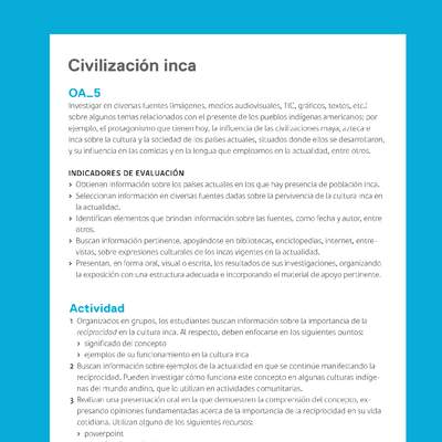 Ejemplo Evaluación Programas - OA05 - Civilización inca