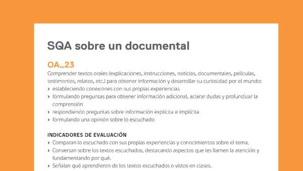 Ejemplo Evaluación Programas - OA23 - SQA sobre un documental