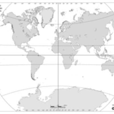 Mapa del mundo con las coordenadas geográficas mudo