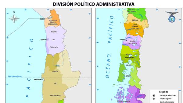 Mapa división política de Chile
