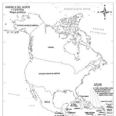 Mapa político de América del Norte y Central