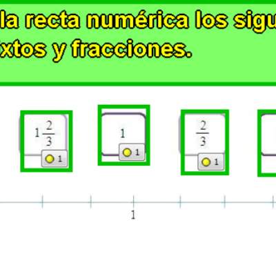 Ubicar fracciones en recta numérica (II)