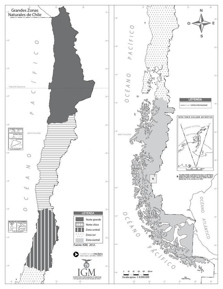 Zonas naturales de Chile sin división regional