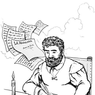 Alonso de Ercilla escribiendo La Araucana