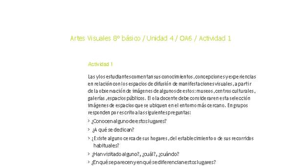 Artes Visuales 8° básico-Unidad 4-OA6-Actividad 1