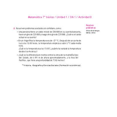 Matemática 7° básico -Unidad 1-OA 1-Actividad 8