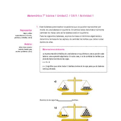 Matemática 7° básico -Unidad 2-OA 9-Actividad 1