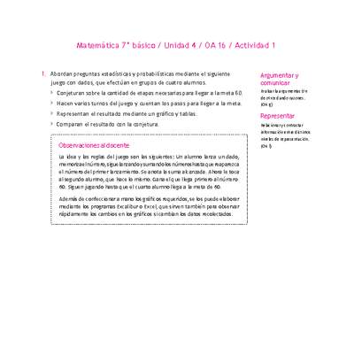 Matemática 7° básico -Unidad 4-OA 16-Actividad 1