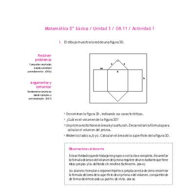 Matemática 8° básico -Unidad 3-OA 11-Actividad 1